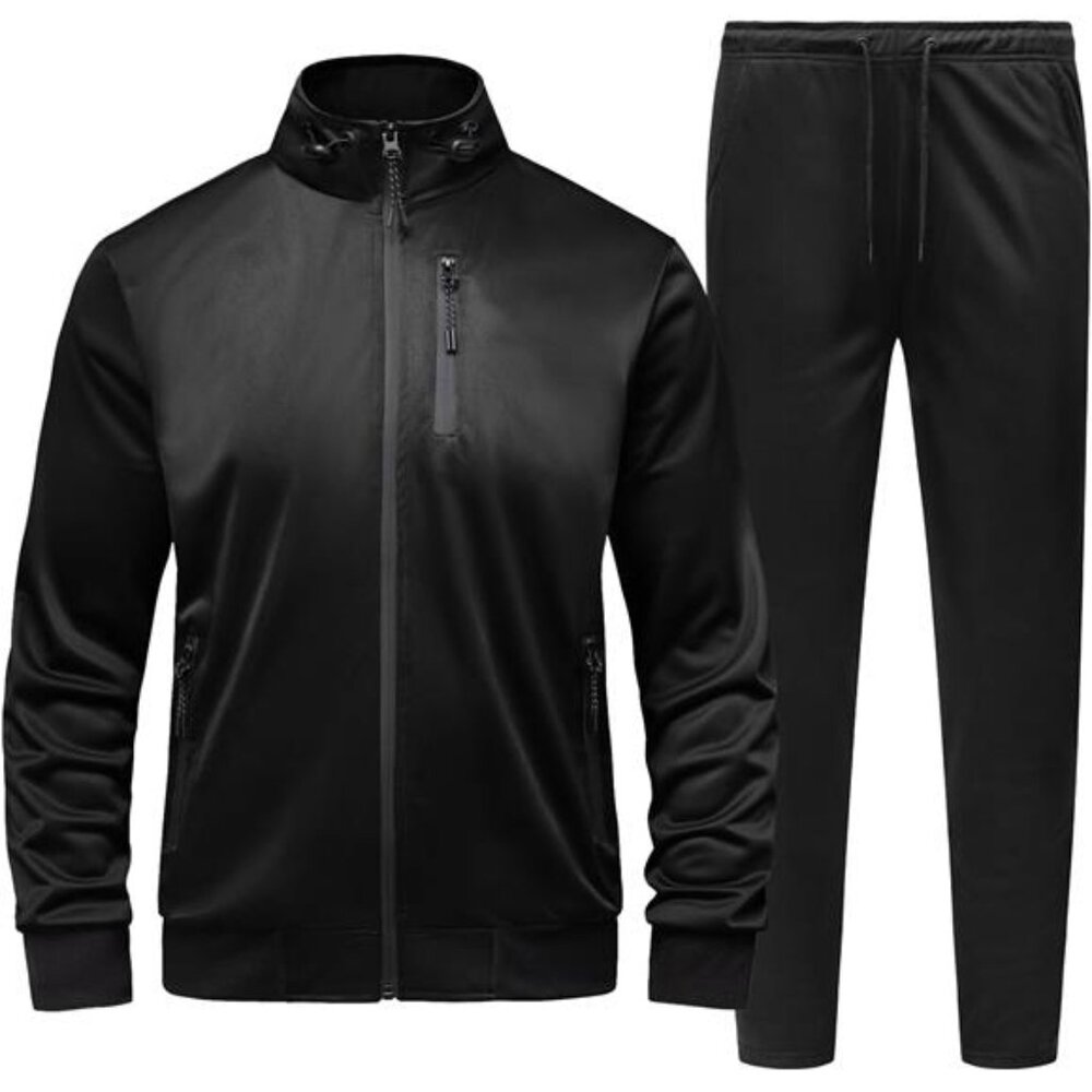 New Men's Sweat Resistant Athletic Full Zip Tracksuit Set